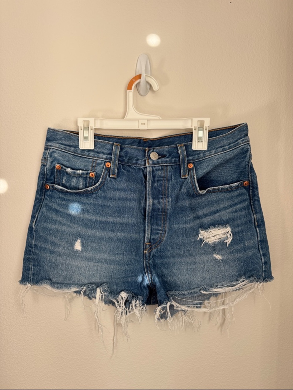 Levi's Distressed Cutoff Denim Shorts - Blue